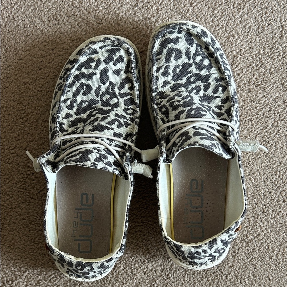 Hey Dude Black and White Animal Print Shoes